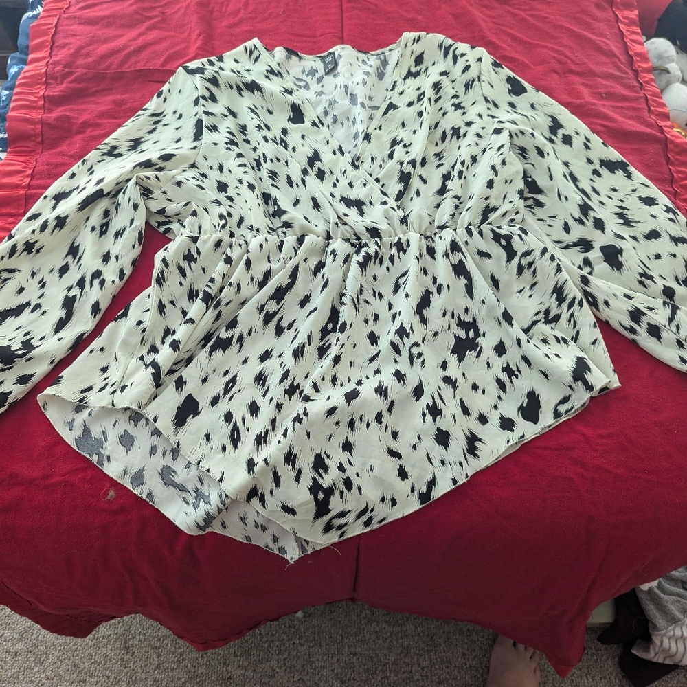 Shein low v neck blouse